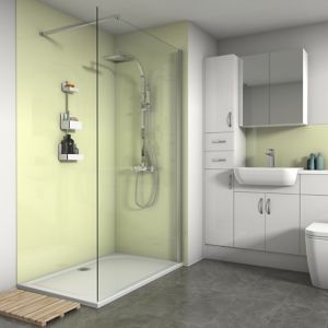 Image of Splashwall Pale Lemon Gloss 2 sided shower wall kit