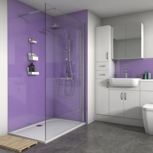 Image of Splashwall Mettalic Purple Gloss 2 sided shower wall kit