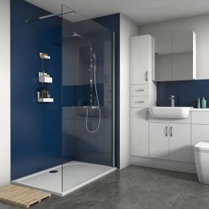 Image of Splashwall Royal Blue Matt 2 sided shower wall kit