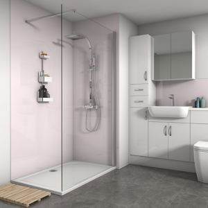 Image of Splashwall Pale Pink Gloss 3 sided shower wall kit