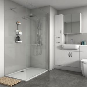 Image of Splashwall Metallic Silver Gloss 3 sided shower wall kit
