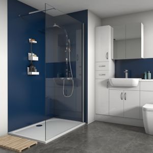 Image of Splashwall Royal Blue Matt 3 sided shower wall kit