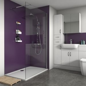 Image of Splashwall Violet Matt 3 sided shower wall kit