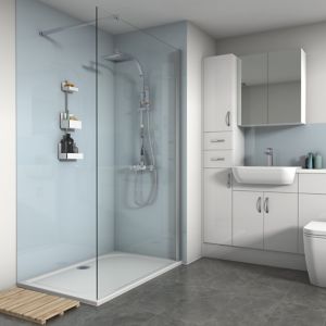 Image of Splashwall Pale Blue Gloss 2 sided shower wall kit