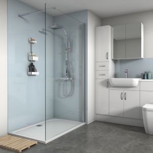 Image of Splashwall Pale Blue Gloss 3 sided shower wall kit