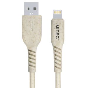 Mitec Lightning - Usb A Biodegradable Charging Cable, 2M, Beige