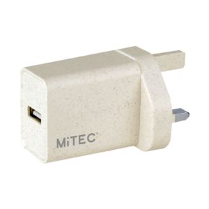 Mitec 2A Usb A Biodegradable Usb Adaptor Plug Beige