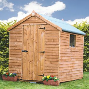 Image of 10x6 Rustic Apex Overlap Wooden Shed Base included
