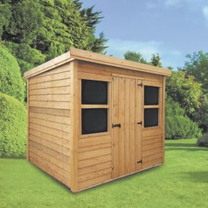 Image of 8x6 Rustic Lean to roof Overlap Wooden Shed Base included