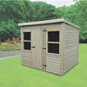 Image of 8x6 Pressure Treated Lean to roof Shiplap Wooden Shed Base included