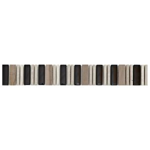 Image of Matchstick Black & grey Mosaic Marble Border tile (L)330mm (W)48mm