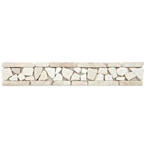 Image of Cappuccino Marble effect Mosaic Marble Border tile (L)300mm (W)50mm