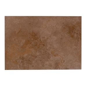 Image of Castle travertine Chocolate Satin Stone effect Ceramic Wall tile Pack of 7 (L)450mm (W)316mm