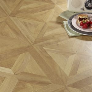 Image of Colours Staccato Natural Oak parquet effect Laminate flooring 1.86m² Pack