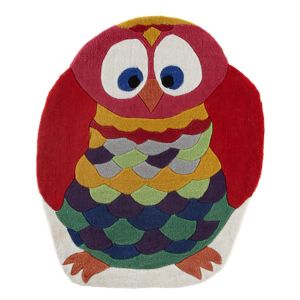 Image of Colours Kori Owl Blue & red Rug (L)1m (W)0.8m