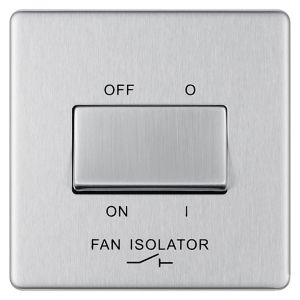 Image of Colours 10A Brushed stainless steel effect Single Fan isolator Switch