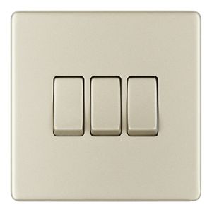 Image of Colours 10A 2 way Polished nickel effect Triple Light Switch