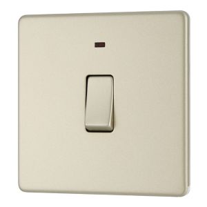 Image of Colours 20A 1 way Polished nickel effect Double Switch