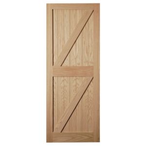 Image of Framed ledged & braced Oak veneer LH & RH External Door (H)1981mm (W)762mm