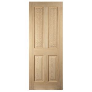 Image of 4 panel Oak veneer LH & RH Internal Fire Door (H)1981mm (W)762mm