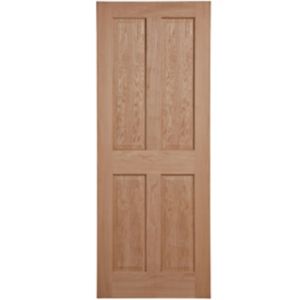 Image of 4 panel Oak veneer LH & RH Internal Fire Door (H)1981mm (W)838mm