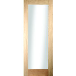 Image of 1 panel Glazed Shaker Oak veneer LH & RH Internal Door (H)1981mm (W)686mm