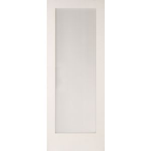 Image of 1 panel Frosted Glazed Shaker Primed White LH & RH Internal Door (H)1981mm (W)762mm