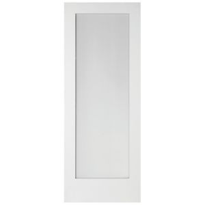 Image of 1 panel Frosted Glazed Shaker Primed White LH & RH Internal Door (H)1981mm (W)686mm