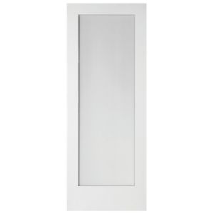 Image of 1 panel Frosted Glazed Shaker Primed White LH & RH Internal Door (H)1981mm (W)610mm