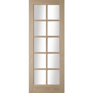 Image of 10 Lite Glazed Oak veneer LH & RH Internal Door (H)1981mm (W)686mm