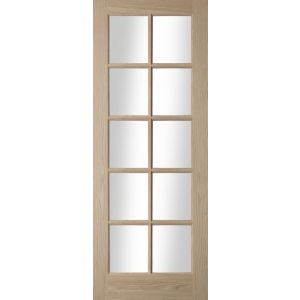 Image of 10 Lite Glazed Oak veneer LH & RH Internal Door (H)1981mm (W)610mm
