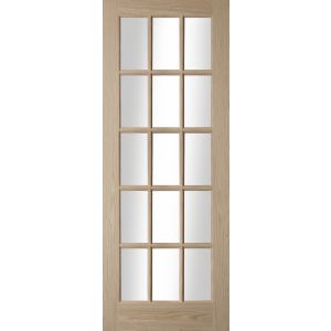 Image of 15 Lite Glazed Oak veneer LH & RH Internal Door (H)1981mm (W)686mm
