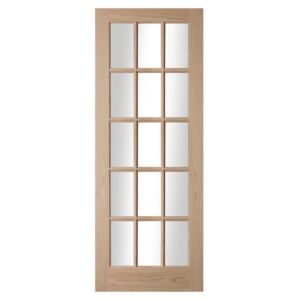 Image of 15 Lite Glazed Oak veneer LH & RH Internal Door (H)1981mm (W)838mm