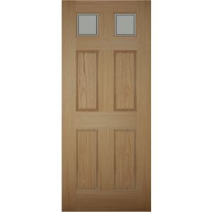 Image of 6 panel Frosted Glazed White oak veneer LH & RH External Front Door (H)1981mm (W)762mm
