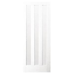 Image of Vertical 3 panel Glazed Primed White LH & RH Internal Door (H)1981mm (W)838mm