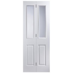 Image of 4 panel 2 Lite Glazed Primed White Internal Bi-fold Door set (H)1950mm (W)750mm