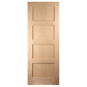 Image of 4 panel Shaker Oak veneer LH & RH Internal Fire Door (H)1981mm (W)686mm