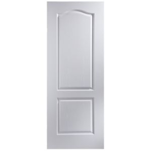 Image of 2 panel Arched Primed White Woodgrain effect Internal Fire Door (H)1981mm (W)686mm