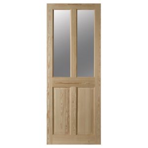 Image of 4 panel Glazed Clear pine LH & RH Internal Door (H)1981mm (W)762mm