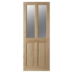 Image of 4 panel Glazed Clear pine LH & RH Internal Door (H)1981mm (W)838mm