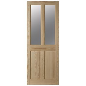 Image of 4 panel Glazed Clear pine LH & RH Internal Door (H)2032mm (W)813mm