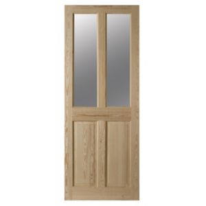 Image of 4 panel Glazed Clear pine LH & RH Internal Door (H)2040mm (W)826mm