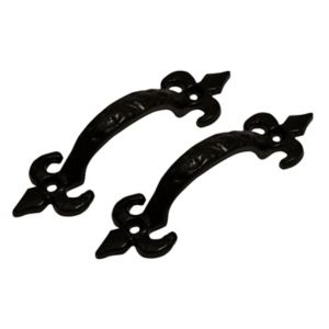 Image of Blooma Black Antique effect Cast iron Gate Pull handle Pack of 2