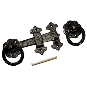 Image of Blooma Black Antique effect Iron Ring gate latch (L)152mm