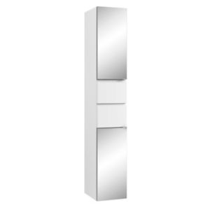 Image of Cooke & Lewis Marletti Gloss White Mirrored Tall Cabinet (W)300mm (H)1972mm