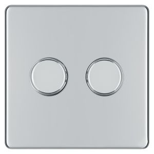 Image of Colours 2 way Double Chrome effect Dimmer switch