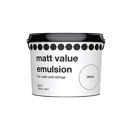 B&Q Value White Matt Emulsion Paint 5L | Departments | DIY at B&Q