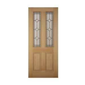 Image of 4 panel Diamond bevel Glazed Raised moulding White oak veneer LH & RH External Front Door (H)1981mm (W)762mm
