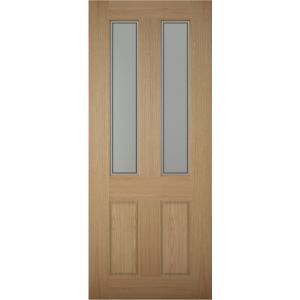 Image of 4 panel Frosted Glazed White oak veneer LH & RH External Front Door (H)2032mm (W)813mm