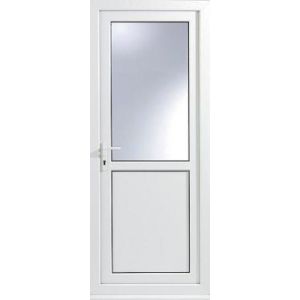 Image of 2 panel Frosted Glazed White uPVC RH External Back Door set (H)2055mm (W)920mm